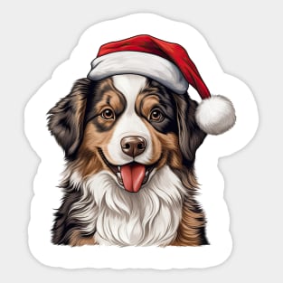 Christmas Peeking Australian Shepherd Dog Sticker